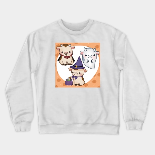 Three Halloween Cows Crewneck Sweatshirt by LinnsWorld